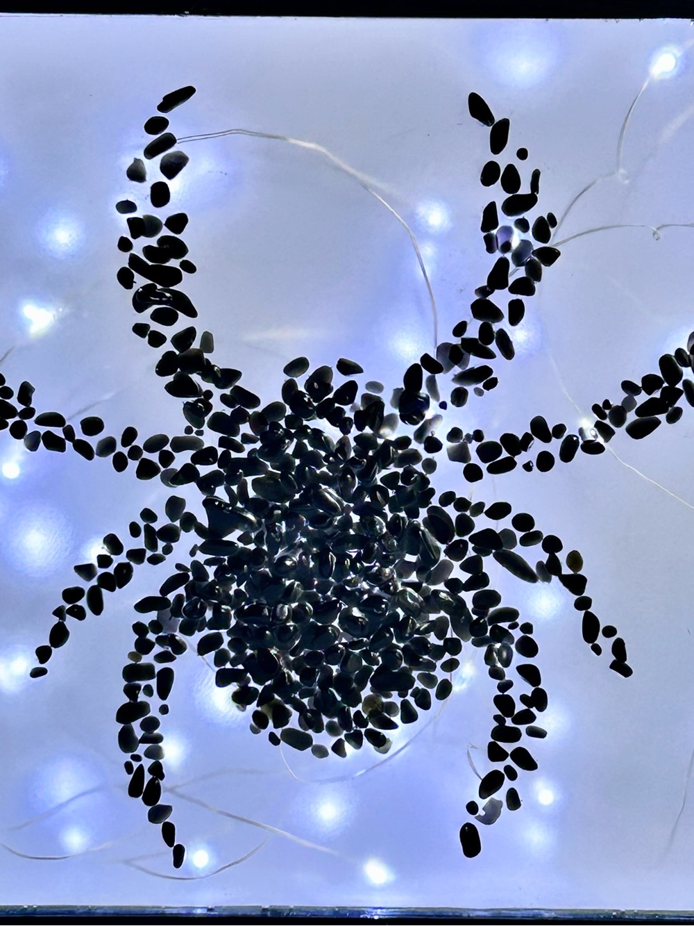 Black Obsidian Spider Crystal Chips Light Box